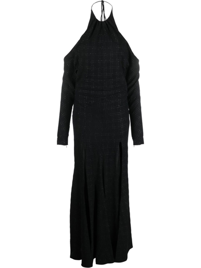 Philosophy Di Lorenzo Serafini Crepe Dress With Glittery Polka Dots In Nero