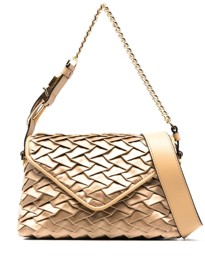 Alberta Ferretti Folded-design Chain-link Shoulder Bag In Brown
