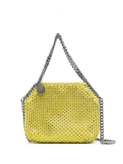 Stella Mccartney Mini Falabella Crystal Mesh Shoulder Bag In Yellow