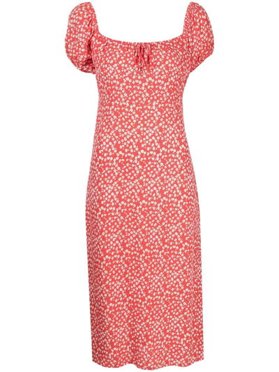 Faithfull The Brand Sandrina Midi Dress In Careyes Floral Cherry In Red |  ModeSens
