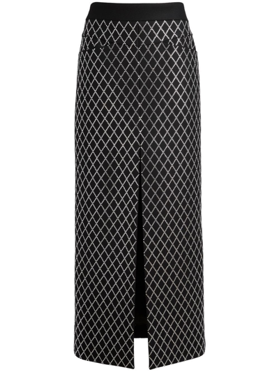 Khaite Neer Crystal-appliquéd Wool-blend Maxi Skirt In Black