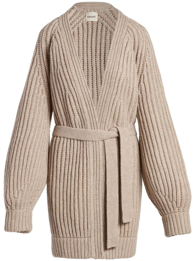 Khaite The Pearl Ribbed Cardigan In Neutrals