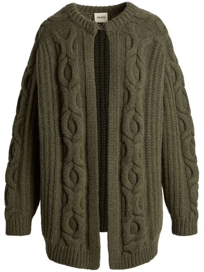 Khaite Helen Cable-knit Cashmere Cardigan In Green