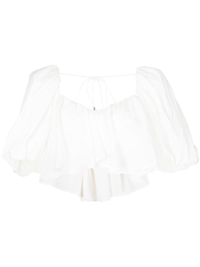 Acler Balm Ruffled Crop Top In White
