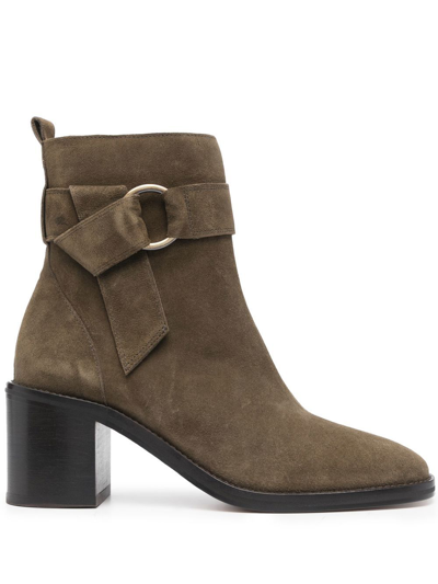 Tila March Lea Suede Ankle Boots In Green