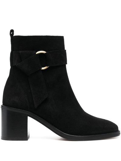 Tila March Lea Suede 80mm Ankle Boots In Black