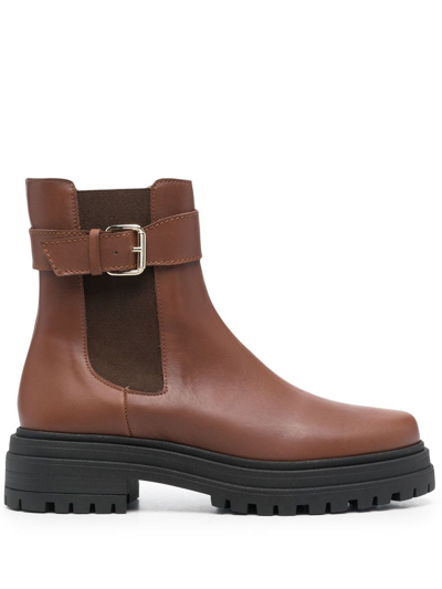 Tila March Celine Leather Chelsea Boots In Brown