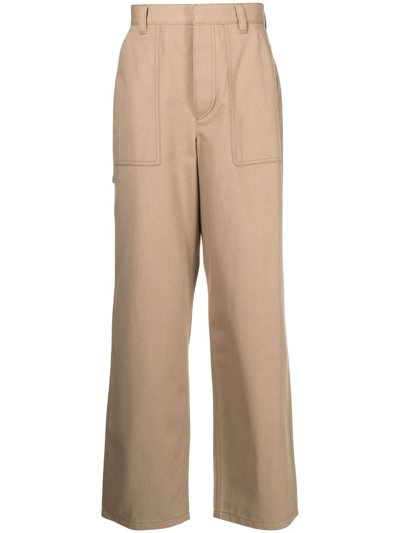 Prada High Waist Wide-leg Trousers In Brown