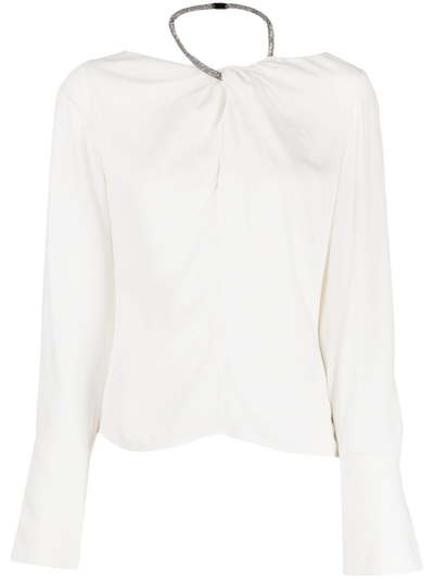 A.l.c Skylar Embellished Neck-strap Blouse In White