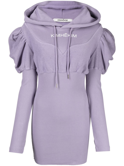 Kimhēkim Grace Hooded Jersey Dress In Purple