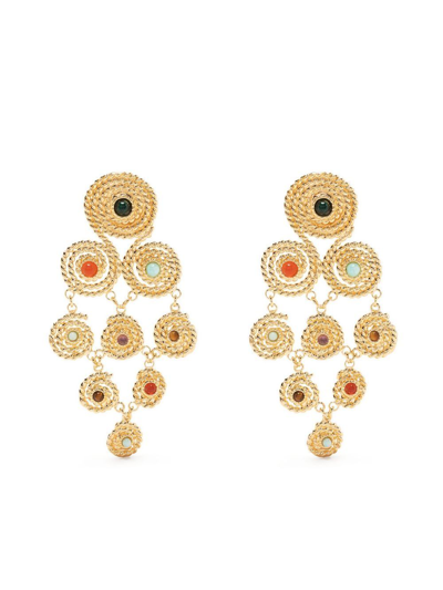 Gas Bijoux Mistral Hammered Disc Drop Earrings In Gold