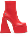 Naked Wolfe Jane Platform Leather Heeled-boots In Red