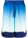 Casablanca Archway Place Vendome Gradient-pattern Silk Shorts In Blue