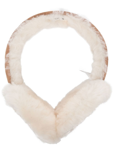 Ugg Logo-embroidered Shearling Ear Muffs In Ches Chestnut