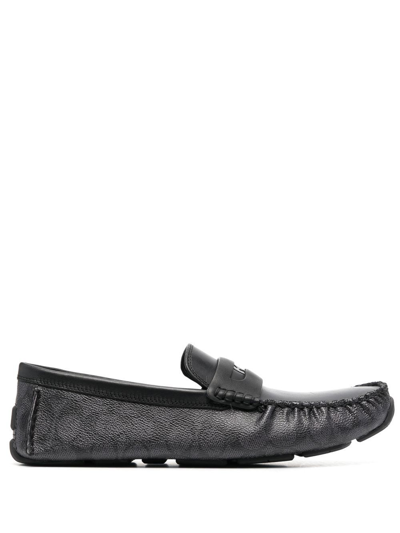 Coach Signature Coin Driver Loafers In Black