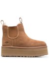 Ugg Neumel Brown Ankle Boots With Platform In Suede Leather In Brown