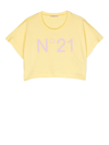 N°21 Logo-print Cropped T-shirt In Yellow