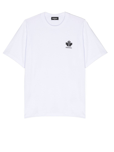 Dsquared2 Kids' Logo-print Short-sleeve T-shirt In White