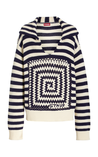 Staud Women's Alloy Geometric Open-stitch Sweater In Stripe