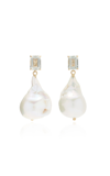 MATEO GREEN AMETHYST AND BAROQUE PEARL DROP EARRINGS