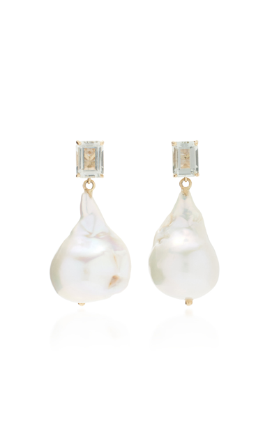 Mateo 14-karat Gold, Pearl And Amethyst Earrings In White
