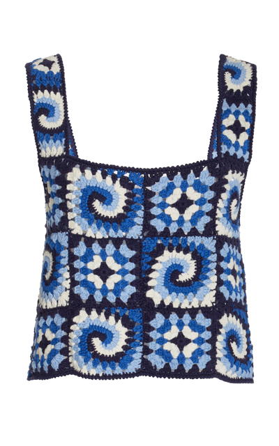 Staud Cotton Psychedelic Crocheted Tank Top In Multi