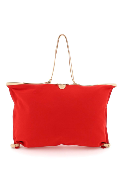 Il Bisonte Cotton Canvas Maxi Tote Bag In Red