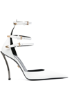 Versace Leather Sculptural-heel Ankle-strap Pumps In White