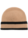 JOHNSTONS OF ELGIN RIBBED-KNIT STRIPED BEANIE