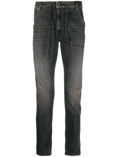 Diesel Krooley Joggjeans® Tapered-leg Jeans In Black | ModeSens