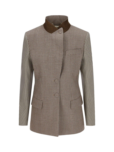 Fendi Single-breasted Houndstooth Jacket In Rogers