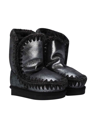 Mou Kids' Gray Ankle Boots Girl In Nero