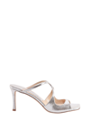 Jimmy Choo Grey Champagne Leather Anise 75 Sandals In Silver