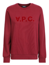 Apc A.p.c. Flocked Logo Crewneck Sweatshirt In Bordeaux