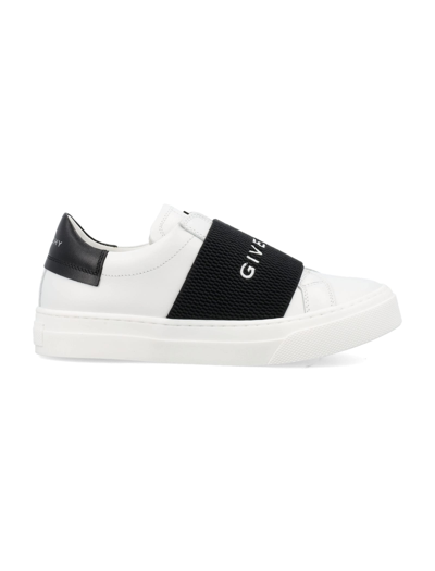Givenchy Kids' Logo-strap Slip-on Sneakers In White/blk