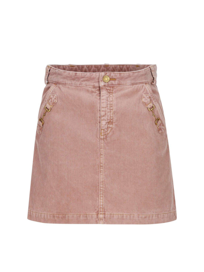 Gucci Kids' Children's Horsebit Velvet Skirt In Rosa