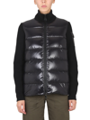 Moncler Puffer-front Wool Knit Cardigan In Nero