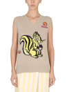 Cormio Graphic-print Intarsia-knit Top In Beige
