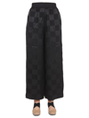 Uma Wang Checkerboard-pattern Wide-leg Silk Trousers In Nero