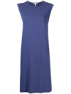Eileen Fisher Crinkled Jersey Crewneck Elbow Sleeve Top In Blue