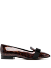 Ferragamo Loafers Laufer Patent Leather Brown Leopard In Brown