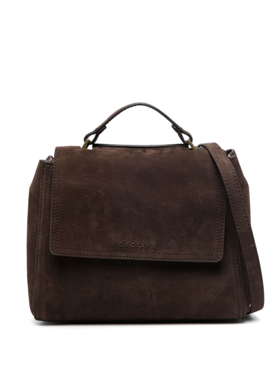 Orciani Logo-detail Suede Tote Bag In Brown