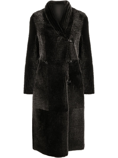 Emporio Armani Reversible Double-breasted Coat In Black