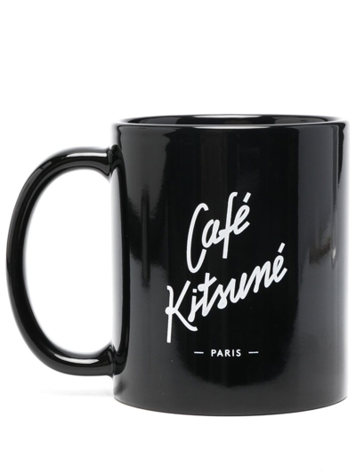 Maison Kitsuné Logo-print Ceramic Mug In Black
