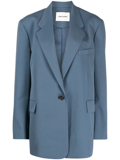 Low Classic Single-breasted Oversize-frame Blazer In Blue