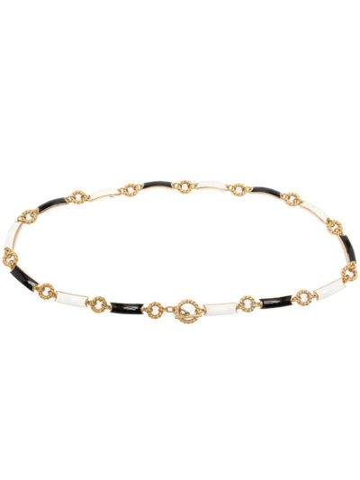 Pre-owned Rewind Vintage Affairs Twist-detailing Enamel Belt In Gold