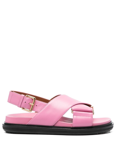 Marni Fussbett - Crossed Calf Sandal In Pink