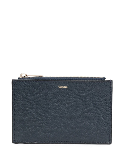 Valextra Logo-lettering Leather Wallet In Blue