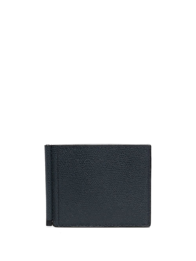 Valextra Bi-fold Leather Wallet In Blue