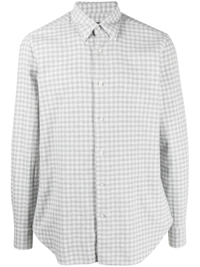 Barba Gingham-check Button-down Shirt In Grey